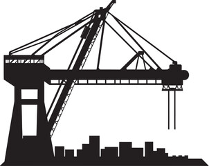 Marine Terminal Symbol Crane Vector Logo Wharfside Logistics Icon Port Crane Vector Graphic