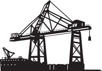 Maritime Cargo Handler Icon Crane Vector Logo Seaport Logistics Symbol Port Crane Vector Graphic