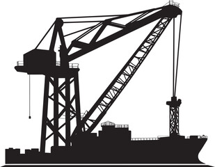 Marine Terminal Emblem Shipping Port Crane Design Wharfside Logistics Icon Crane Vector Logo