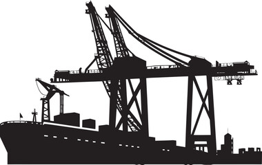 Cargo Handling Facility Symbol Shipping Port Crane Design Marine Terminal Emblem Crane Vector Logo