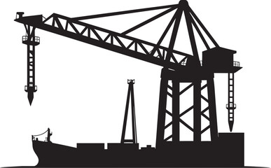Dockyard Operations Emblem Crane Vector Logo Industrial Shipping Hub Icon Port Crane Vector Graphic