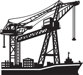 Wharfside Logistics Symbol Shipping Port Crane Design Harbor Crane Icon Crane Vector Logo