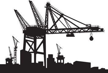 Seafaring Infrastructure Emblem Port Crane Vector Graphic Container Terminal Symbol Shipping Port Crane Design