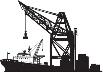 Container Terminal Symbol Shipping Port Crane Design Maritime Cargo Handler Icon Crane Vector Logo