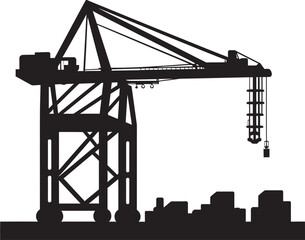 Industrial Shipping Hub Logo Crane Vector Design Wharfside Crane Icon Shipping Port Vector Graphic