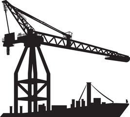 Seafaring Infrastructure Emblem Crane Vector Design Coastal Logistics Logo Port Crane Vector Graphic