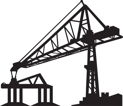 Marine Terminal Symbol Shipping Port Crane Design Wharfside Logistics Icon Crane Vector Graphic