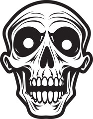 Eerie Skeleton Graphic Startled Vector Logo Grim Surprise Emblem Shocked Skeleton Design
