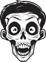 Dreadful Skeletal Badge Startled Vector Design Haunting Surprise Logo Shocked Skeleton Emblem