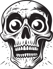 Petrifying Skeletal Icon Startled Vector Graphic Bone Chilling Surprise Badge Shocked Skeleton Design