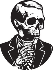 Frozen Frights Soft Ice Cream with Skeleton Emblem Hauntingly Delicious Skeleton Licking Soft Serve Logo