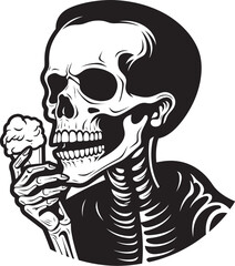 Ghostly Goodies Skeleton Licking Soft Serve Emblem Frosty Frights Soft Ice Cream with Skeleton Graphic