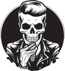 Icy Licks Skeleton with Soft Serve Logo Design Bone Chilling Delights Soft Ice Cream and Skeleton Icon