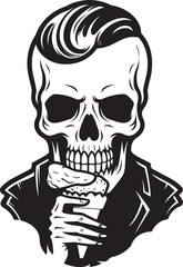 Hauntingly Delicious Soft Serve Ice Cream with Skeleton Graphic Terrifying Temptations Skeleton and Soft Ice Cream Logo Design