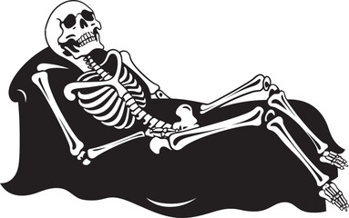 Haunting Harmony Skeleton on Bed Logo Ghostly Siesta Skeleton Resting on Bed Emblem