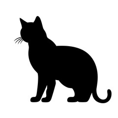 cat black and white  vector illustration isolated transparent background logo, cut out or cutout t-shirt print design