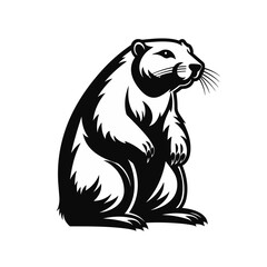 beaver or otter or nutria or marmot black and white vector illustration isolated transparent background logo, cut out or cutout t-shirt print design   © Ilona