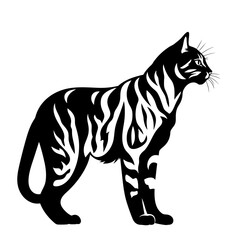 cat black and white  vector illustration isolated transparent background logo, cut out or cutout t-shirt print design