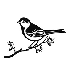 bird on a branch of tree black and white vector illustration isolated transparent background logo, cut out or cutout t-shirt print design
