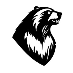 brown bear black and white vector illustration isolated transparent background logo, cut out or cutout t-shirt print design