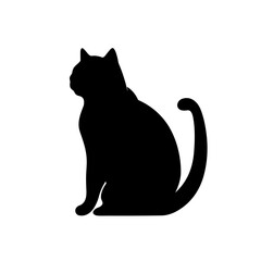 cat black and white  vector illustration isolated transparent background logo, cut out or cutout t-shirt print design