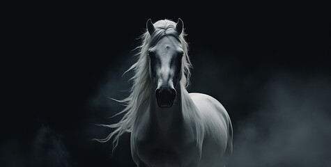 Obraz na płótnie Canvas A white horse in a field of grass generative ai