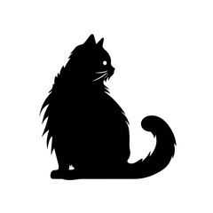 cat black and white  vector illustration isolated transparent background logo, cut out or cutout t-shirt print design
