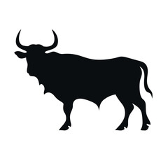 bull or cow black and white  vector illustration isolated transparent background logo, cut out or cutout t-shirt print design