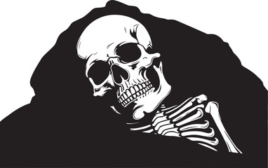 Ghostly Slumber Skeleton Lied on Bed Graphic Bed of Shadows Skeleton Resting on Bed Icon