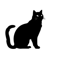 cat black and white  vector illustration isolated transparent background logo, cut out or cutout t-shirt print design