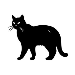 cat black and white  vector illustration isolated transparent background logo, cut out or cutout t-shirt print design