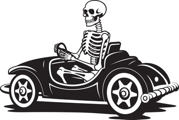 Bone Burner Skeleton Driving Car Graphic Macabre Motors Car with Skeleton Icon Logo