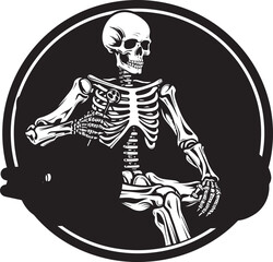 Bone Branded Ride Car with Skeleton Vector Logo Haunting Highwayman Skeleton in Car Graphic Design