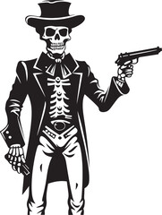 Rifle Reaper Skeleton with Guns Vector Bone Bullets Gunslinging Skeleton Icon Design