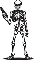 Bonefire Brigade Firearms Graphic Logo Design Skeletal Sniper Skeleton with Guns Vector