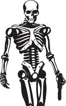 Dead Mans Draw Skeleton Holding Guns Logo Bonefire Arms Skeleton with Guns Vector Icon