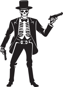 Rifle Renegade Gunslinging Skeleton Icon Design Bonefire Bandits Firearms Graphic Logo