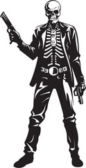 Fototapeta na wymiar Pistol Prowess Gunslinging Skeleton Icon Skele Sniper Squad Firearms Graphic Logo