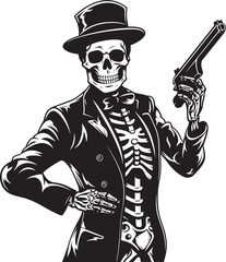 Bonefire Battleground Firearms Graphic Logo Design Skeletal Sharpshooters Skeleton with Guns Vector