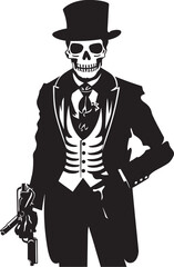 Skeletal Salvo Squad Firearms Graphic Logo Skele Strike Force Skeleton with Guns Vector