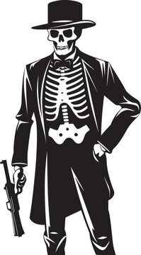 Skeletal Shootout Skeleton with Guns Vector Rifle Raiders Gunslinging Skeleton Icon