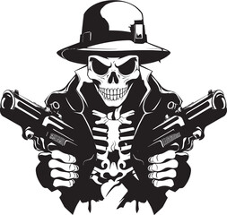 Skeletal Shootout Skeleton with Guns Vector Rifle Raiders Gunslinging Skeleton Icon