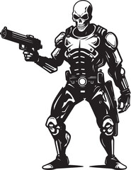 Rifle Rattler Skeleton with Firearms Vector Bonefire Brigade Guns Graphic Icon