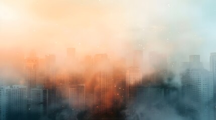 Smog city from PM 2.5 dust, Cityscape of buildings with bad weather and air pollution,Toxic haze in the city, Unhealthy air pollution dust, environment, Blurred image