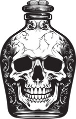 GhostlyGlass Skull in Bottle Graphic Icon SkullSwirl Bottle Trapped Skull Logo