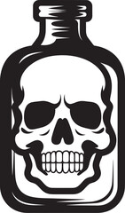 PhantomFlask Bottle Encased Skull Graphic BoneBrew Skull in Bottle Vector Icon