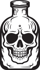 SkullSwirl Bottle Trapped Skull Logo BoneBlend Vector Design with Skull Encased in Bottle
