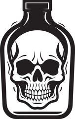HauntedHollow Bottle Enclosed Skull Graphic BoneBottle Skull in Bottle Vector Icon