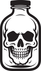 Spectral Spirits Vector Logo with Skull Captive in Bottle Ghostly Grog Bottle Imprisoned Skull Graphic