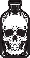 Eerie Elixir Vector Icon with Skull Confined in Glass Phantom Potion Bottle Encased Skull Graphic Icon